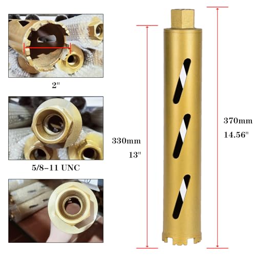 2" Diamond Core Drill Bits for Concrete 2 Adapters - size: 2 inches