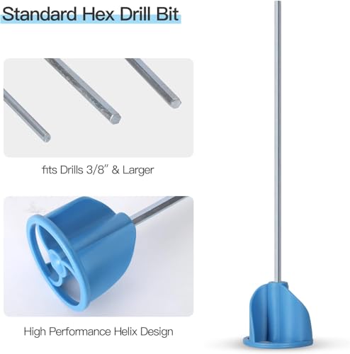 2 Pcs Paint, Epoxy Resin, Mud & Ceramic Glaze Mixer Paddle Blades - color: Big Blue-38cm