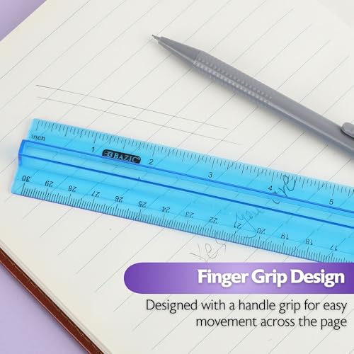 BAZIC Products 12 in Plastic Ruler with Handle Grip, Inch & Metric, 24-Box - size: 24-Pack