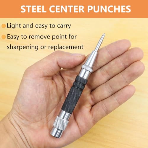 WHLLING 2-Piece Automatic Center Punch, 5 inch Spring Loaded Hole Punch - size: 5 Inch