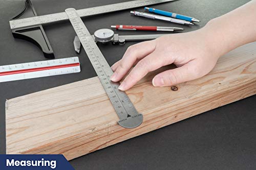 Pacific Arc 12 inch Pica Pole Metal Ruler, with Pica, Points, Inches, and Agate Measurements, Stainless Steel Ruler for Drafting