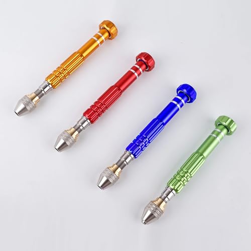 Precision Pin Vise Hand Drill, 3 Jaw Manual Drill SDZKQ-02 (Red) - color: Red