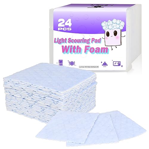 24 Pack Scouring Scrub Pad Singles with Foam | Multi-Surface | Non-Scratch - size: 24 PCS