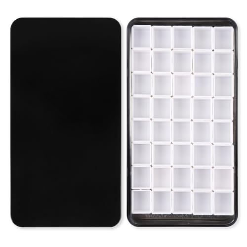 40 Empty Half Pans Watercolor Palette Tins Box with Magnetic Squares - color: Black, size: 40 Half Pans