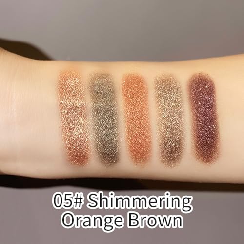 Champagne Light Pink Brown Eyeshadow Palettes, 5 Color Natural Shimmer Gold Everyday Basic Eye Shadow Palette Makeup for Older Women, Suitable for Green Eyes, Brightening Eye Mini Travel Size 05# - color: B-#05