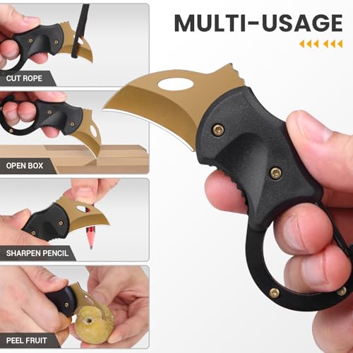 FUNBRO Small Pocket Knife for Men, Edc Knives Tool - color: 1 Pack Gold
