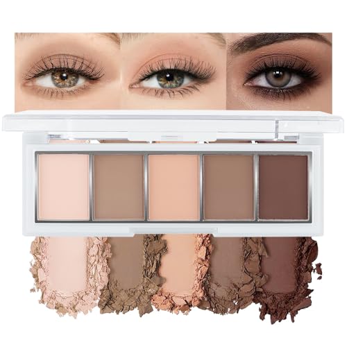 Nude Matte Eye shadow Palettes Makeup, 5 Cool Neutral Matte Cream Eyeshadows – Off White, Beige, Light to Dark Brown – Velvety Finish Highly Pigmented Eye Shadow Palettes (01#, Pack of 1) - color: A-#01