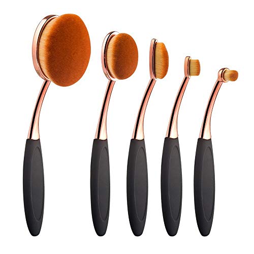 Yoseng Oval Foundation Brush 5 Pcs Toothbrush makeup brushes Fast Flawless Application Liquid Cream Powder Foundation - style: Style A