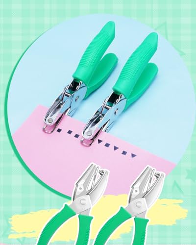 UCEC 1/6" Square Hole Punch and 1/4" Triangle Hole Punch, Handheld Meta - color: Green, size: Triangle+Square