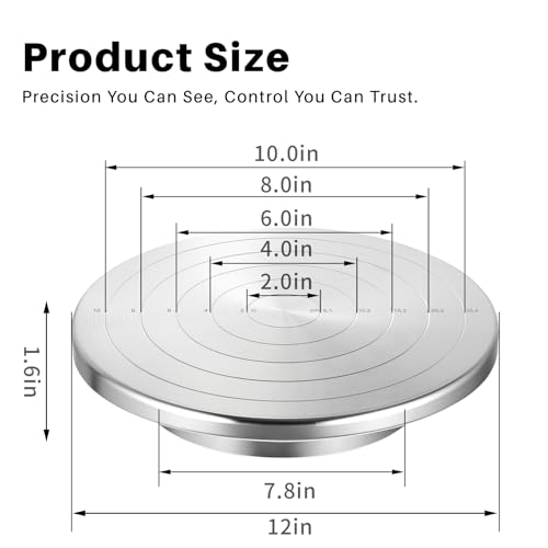Yncotte Pottery Wheel, 12 Inch Double-Sided Sculpting Wheel with Scale - size: 12 Inch with Scale