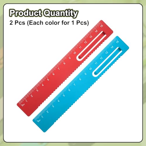 HARFINGTON 2pcs Straight Ruler 15cm Metal Bookmark Clip Ruler Red/Blue - color: Deep Red/Blue