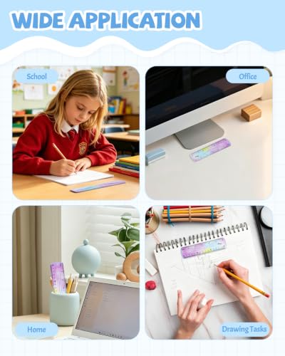 4 PCS 6 Inch Flexible Ruler, Bendable Plastic Ruler, Soft Bendable Gradient Colour Rulers with Centimeters and Inches for Student School Classroom Office Supplies - size: 6 Inch