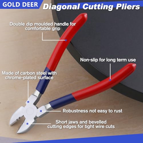 6 Inch Diagonal Cutting Pliers Diagonal Cutting Pliers with Wire Stripping Holes Side Cutters Pliers Wire Cutters for Crafting Wire - style: 6"Diagonal Cutting Pliers