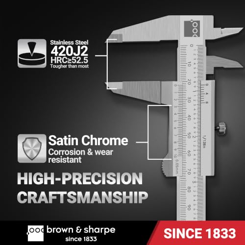 Brown&Sharpe 8 Inch Vernier Caliper 1/128 Inch Resolution - size: 1/128"
