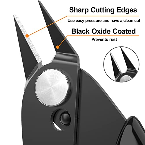 Flush Cutters Micro Wire Cutters 10 Pack Model Nippers Filament 3d Print Snips Flush Cutter for for Jewelry Making, Zip Tie, Copper Wire, Crafts, Floral, Electronics, Black, 5 Inch - color: Black ( 10 Pack )