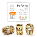 180PCS Brass Heat Set Nuts, M3 Threaded Inserts Assortment - size: M3*4*5,M3*8*5（180pcs）