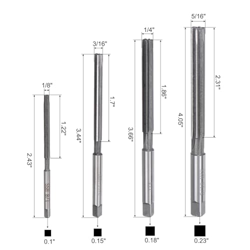uxcell 4pcs Hand Reamers Set 1/8" 3/16" 1/4" 5/16" H7 Alloy Steel Reamer Bit Straight Flutes Steel Cutting Tool for Metal Wood Hole Reaming - style: H7