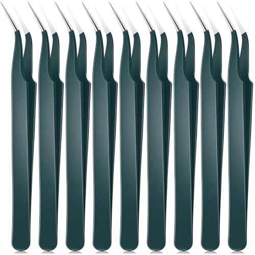 Honoson 9 Pcs Craft Tweezers for DIY Craft Stickers,Sand Green - color: Sand Green