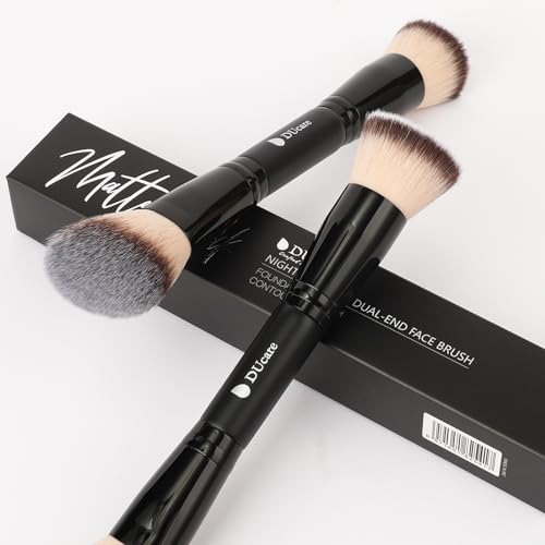 DUcare Foundation Brush Contour Bronzer Makeup Brush Double Ended Sculpting Brush for Blending Liquid Powder Concealer Cream Cosmetics Blush Buffe Black - color: B01