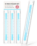 Sooez 3 Pack Ruler 12 Inch, Anti-Slip Clear Rulers for Kids, Light Blue - color: Light Blue, size: 3 Pack