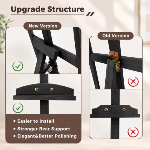 Adjustable Black Pine Wooden Painting Easel, Art Easel Stand - color: Black