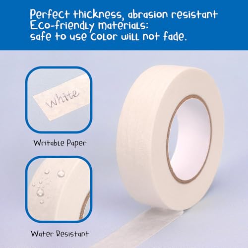 LONGKEY White Masking Tape 8 Rolls, 0.7 Inch x 20 Yards - color: 8 Roll x0.7 Inch, White