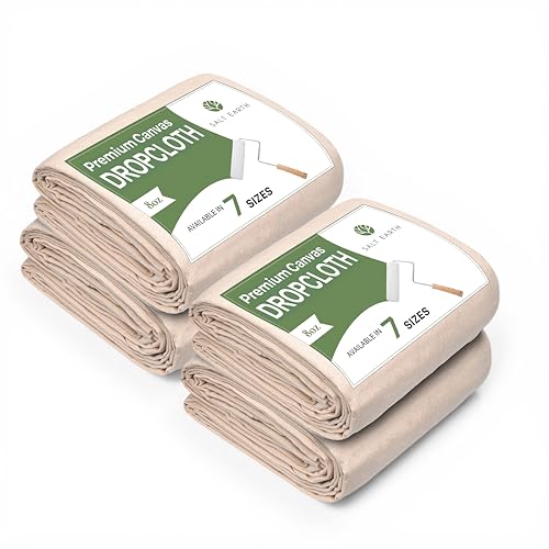 4Pk Recycled Cotton All Purpose Canvas Tarp Cover Painter Drop Cloth-9x12ft - size: Pack of 4 - 9X12