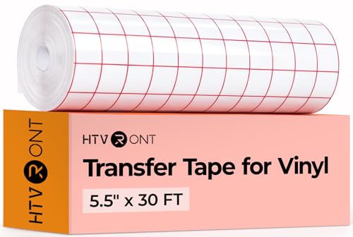 HTVRONT Transfer Tape for Vinyl, 5.5" x 30 FT, Red Alignment Grid - size: 5.5" x 30 FT