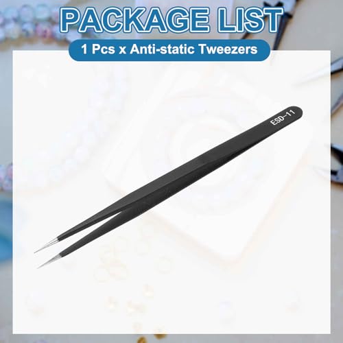HARFINGTON 5.51" Long ESD-11 Anti-static Straight Pointed Tip Tweezers Edge - size: 5.51"（ESD-11)