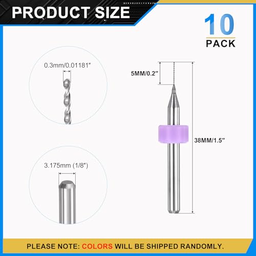 PATIKIL 10 Pack 0.3mm Micro Drill Bits Carbide Tungsten Steel - size: 0.3mm