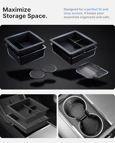 4 Pcs Center Console Organizer for Tesla Model Y Juniper & Y L