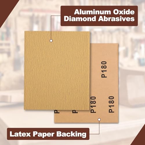 SPEEDWOX 1/4 Sheet Sandpaper Sheets 25PCS Premium Sand Paper 180 Grit Sanding Sheets 5.5" x 4.5" Sandpaper for Wood Metal Automotive Furniture Woodworking Clip-On, Hand Sanding Blocks - style: 180 Grits
