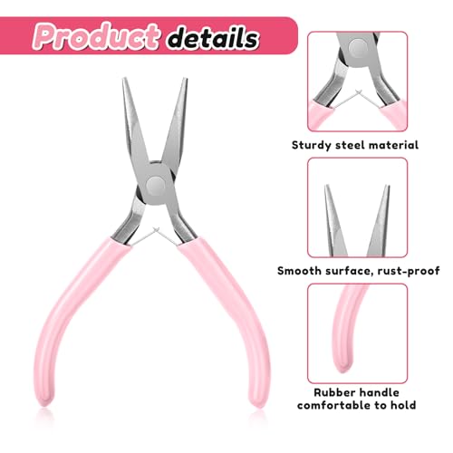 5 Inch Long Nose Pliers Mini Pliers Mini Needle Nose Plier for Jewelry Making, Comfort Grip Handle Craft Plier for Electronics Repair Supplies Wire Beading Hobby