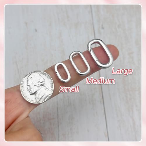 MKCYD 10Pcs Oval Clasp Tiny Carabiner Necklace Clasps and Closures - color: Silver, size: Large (0.90 × 0.50 × 0.12 in)