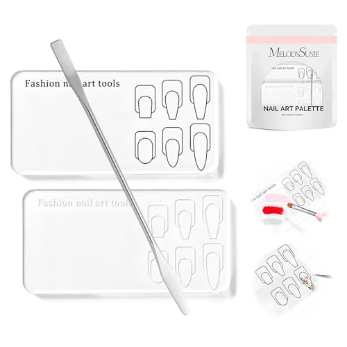 MelodySusie 2Pcs Nail Art Practice Palette with Spatula Clear - size: 2Pcs with Spatula