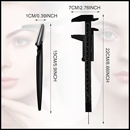 Weewooday 6 Pcs Tattoo Eyebrows Rulers 3 Point Positioning Ruler - color: black, silver