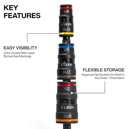 Klein Tools 32933 7-in-1 Impact Driver, SAE Impact Rated Socket Set, 5-Inch - size: 7-in-1 (9/16)