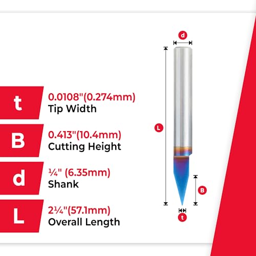 Amana Tool 45620-K Solid Carbide Spektra Extreme Tool Life Coated 30 Degree Engraving 0.0108 Tip Width x 1/4 SHK x 2 Inch Long Signmaking Router Bit - size: 45620-K