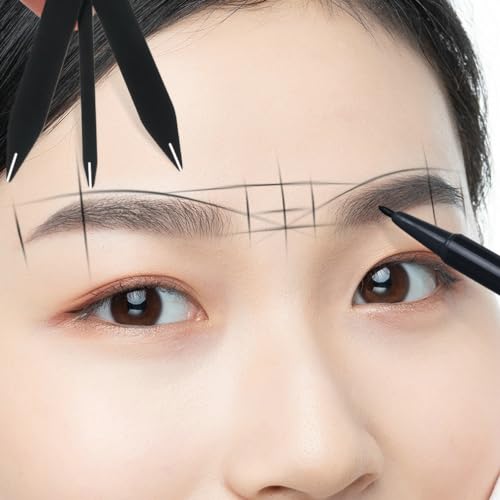 Brow Measuring Tool for Mapping, Stainless Steel Compass Eyebrow Ruler for Microblading Eyeliner Semi Permanent Makeup (Golden) - color: Golden
