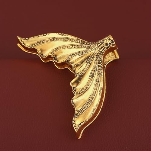 Vintage Crocodile Head Journal Clip - 3.4 Inch Heavy Duty Alligator Metal Book Clip Pin, Solid Decorative Bookmark Paper Organizer Notebook Holder Planner for Home Office Desk - color: Golden Mermaid