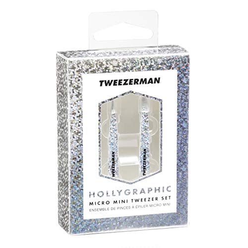 Tweezerman Micro Mini Slant & Point Tweezer Set for Eyebrows Hollygraphic