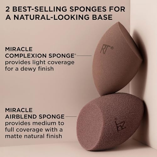 Real Techniques New Nudes Bare Finish Sponge Duo, Makeup Sponges - style: Blending Brush, 1 Count