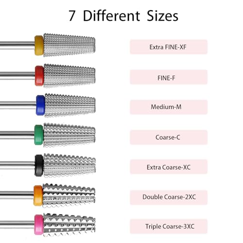 5 in 1 Nail Drill Bits Carbide Rotary Bit, 3/32" Shank Medium-M - color: Silver, size: M