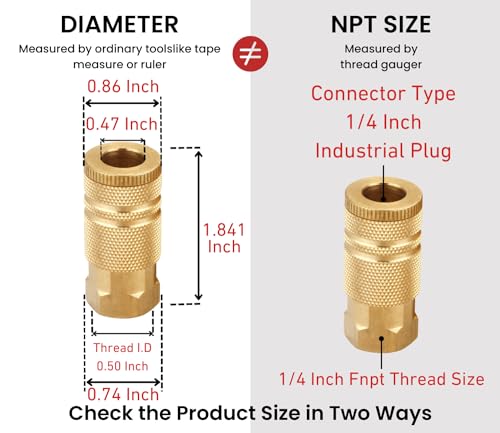 Coupler and Plug Kit, 1/4 Inch NPT, Industrial Type D - size: 7 Piece with sealant