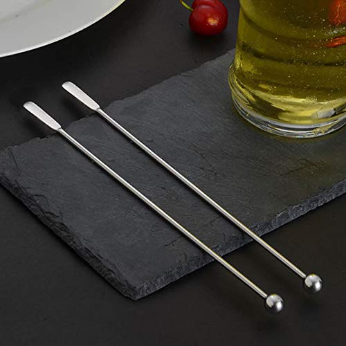 10 pcs Stainless Steel Coffee Beverage Stir Sticks Cocktail Stirrers Drink Swizzle Stick 7.4" Swizzle Stick Picks Tools - color: Silver-10 Pieces