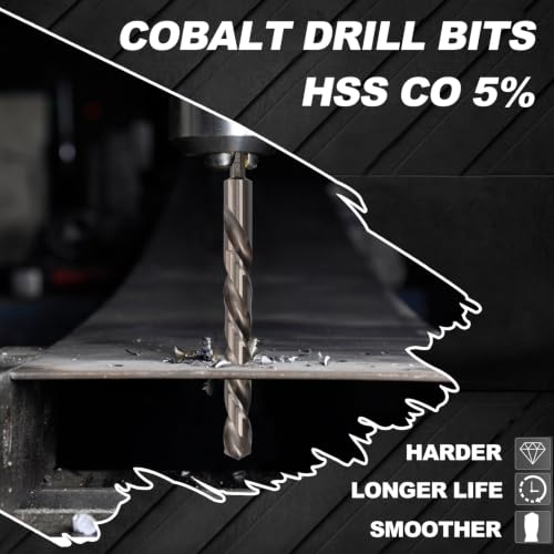 1/2 inch Drill Bit for Metal and Hard Steel (2Pcs), Hex Shank, M35 Cobalt - size: 1/2(2pcs)
