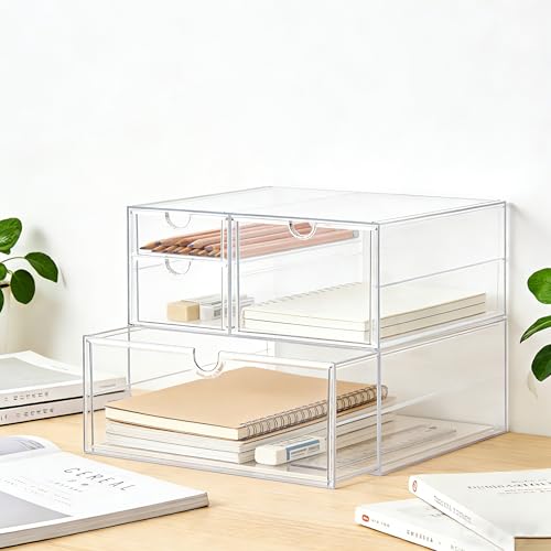 Prsildan Acrylic Drawer Makeup Organizer with 4 Drawers - size: 4 Drawers