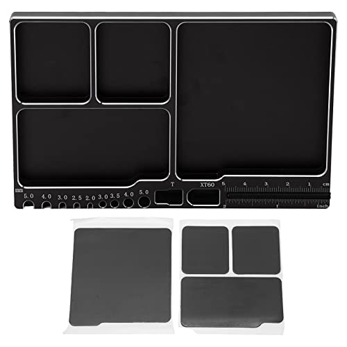 Dilwe RC Aluminium Alloy Magnetic Screw Tray with Magnetic Pad for RC Model Toy Repair, Universal Metal RC Screw Holder Plate