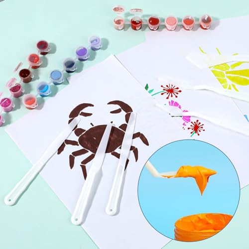 6Pcs Plastic Spatula Palette Knives, Palette Knife Set Thin and Flexible Art Knife Tools Pallet Knife for Acrylic Paint Painting Knife Mixing,Spreading,Scratching,Layering Colors,Watercolor Painting