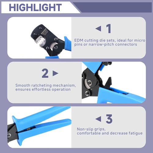 Micro Connector Pin Crimping Tool 0.03-0.52mm² /32-20AWG Ratcheting Crimper for Molex,JST,JAE open barrel terminals(WKS-3220N)